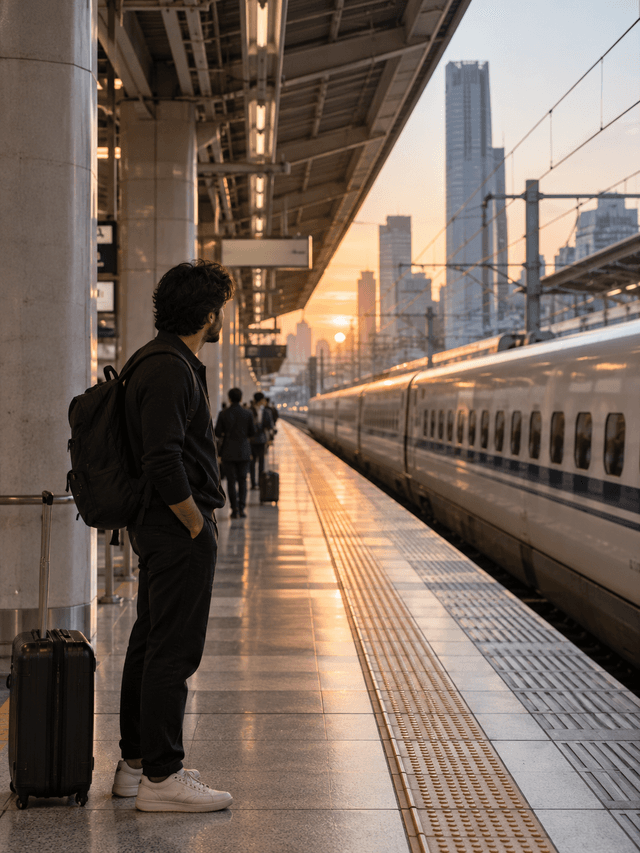 Transit corridor passenger on modern Tokyo platform